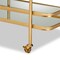 Baxton Studio Destin Modern Glam Brushed Gold Finished Metal and Mirrored Glass 2-Tier Mobile Wine Bar Cart 181-11196-Zoro - alternate 4